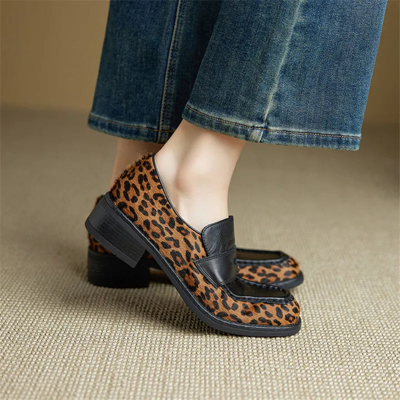 Leopard Leather Loafers