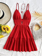 Leopard Print Backless Camisole Mini Dress – 4‑Color Summer Style-HighTouch
