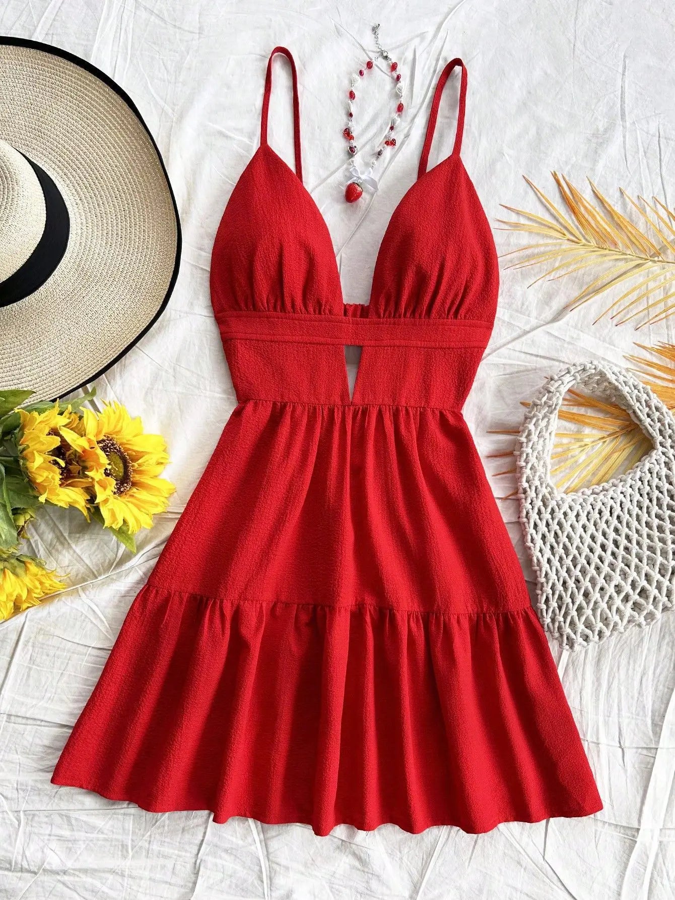 Leopard Print Backless Camisole Mini Dress – 4‑Color Summer Style