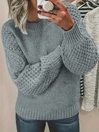 Women’s Lantern Sleeve Knitted Sweater-HighTouch