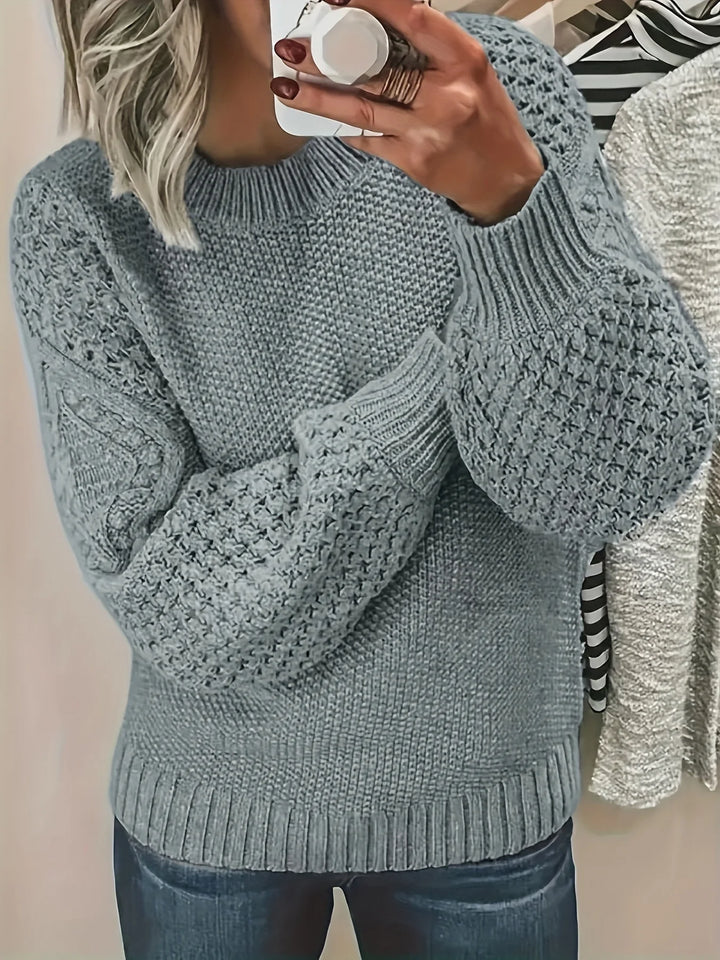 Women’s Lantern Sleeve Knitted Sweater-HighTouch