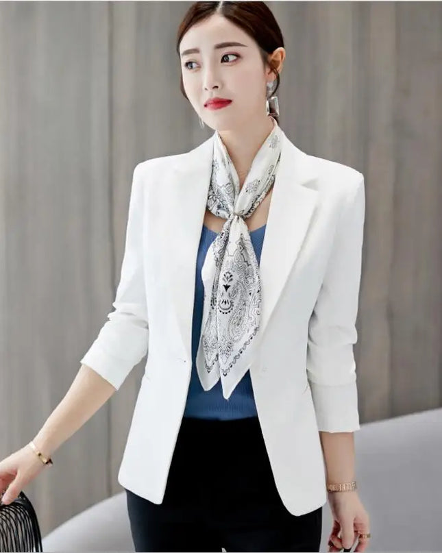 Women’s Slim Fit Blue Blazer – Long Sleeve Office Jacket with Pockets