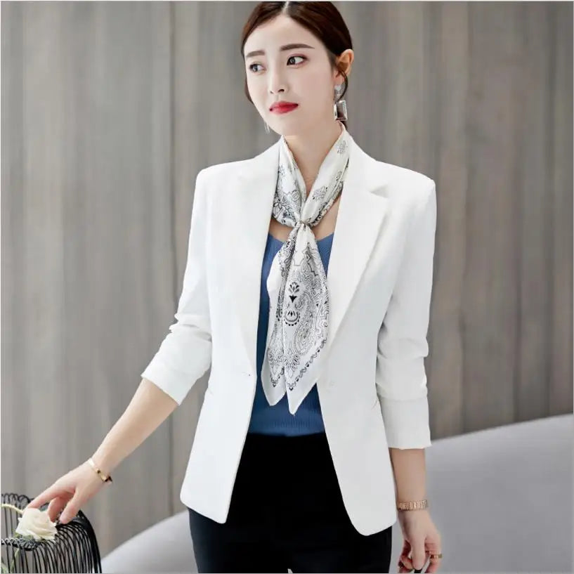 Women’s Slim Fit Blue Blazer – Long Sleeve Office Jacket with Pockets