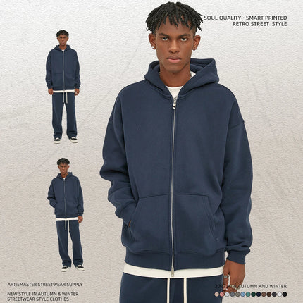 Premium Heavyweight Fleece Double‑Zip Cardigan Hoodie UK