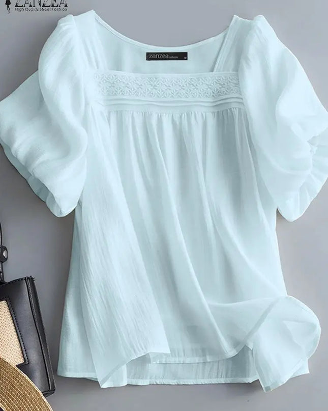 Square Neck Puff Sleeve Blouse