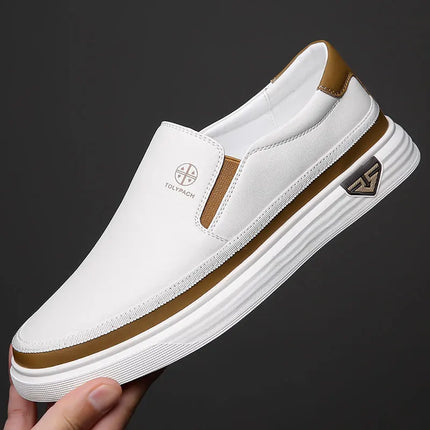 Men’s Handmade White Leather Loafers & Office Shoes