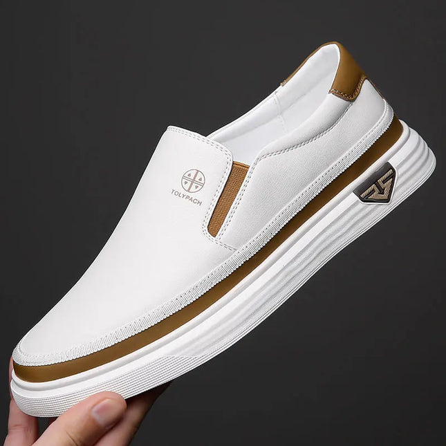Men’s Handmade White Leather Loafers & Office Shoes