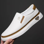 Men’s Handmade White Leather Loafers & Office Shoes-HighTouch