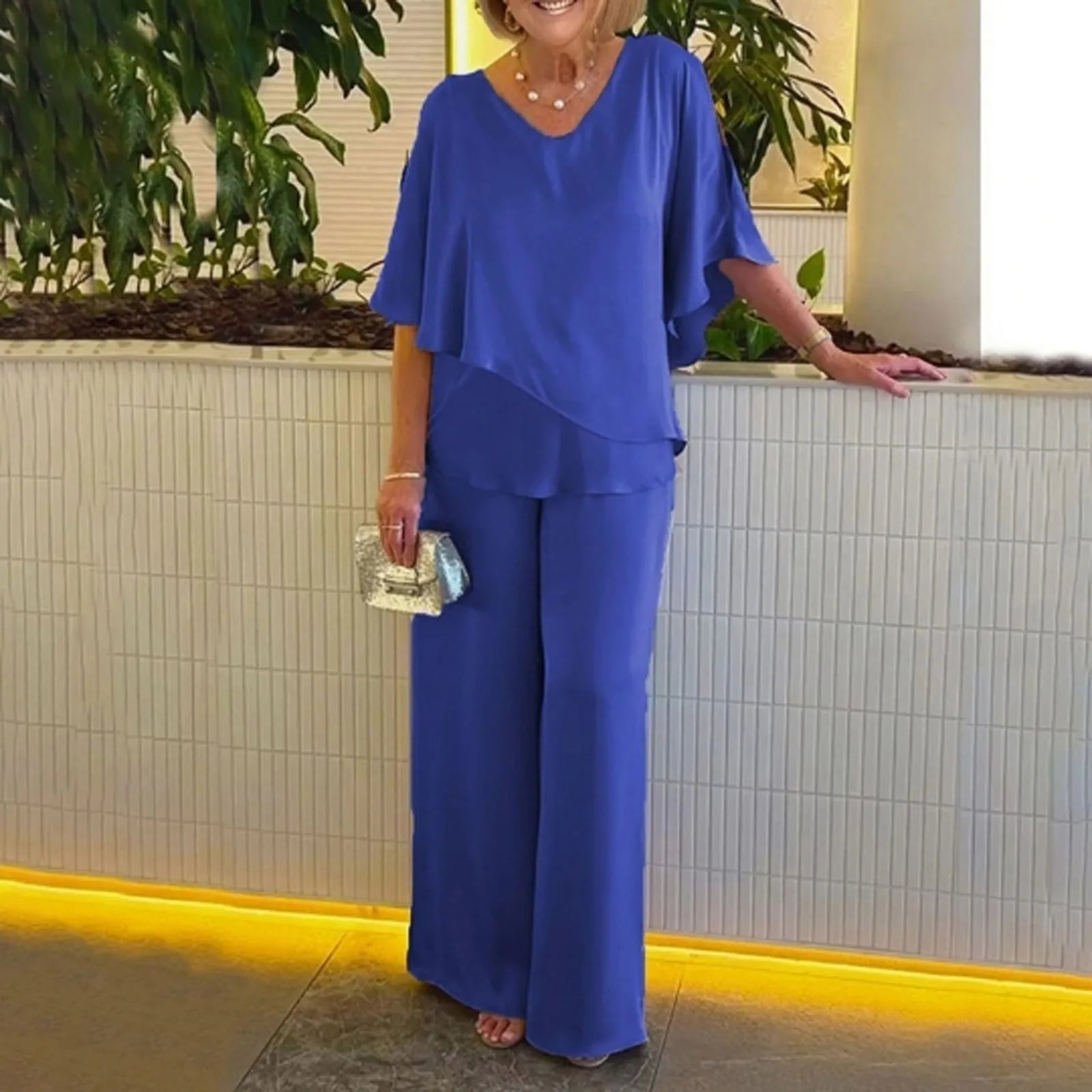 Pants Suit Two Piece Set Soild Female Outfit Summer