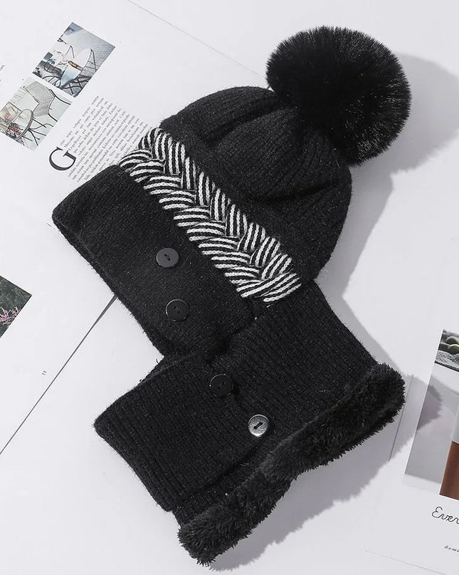Plush Fur-Lined Pompom Hat