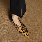 Cowhide Horsehair & Leather Women’s Pointed Toe Flats-HighTouch