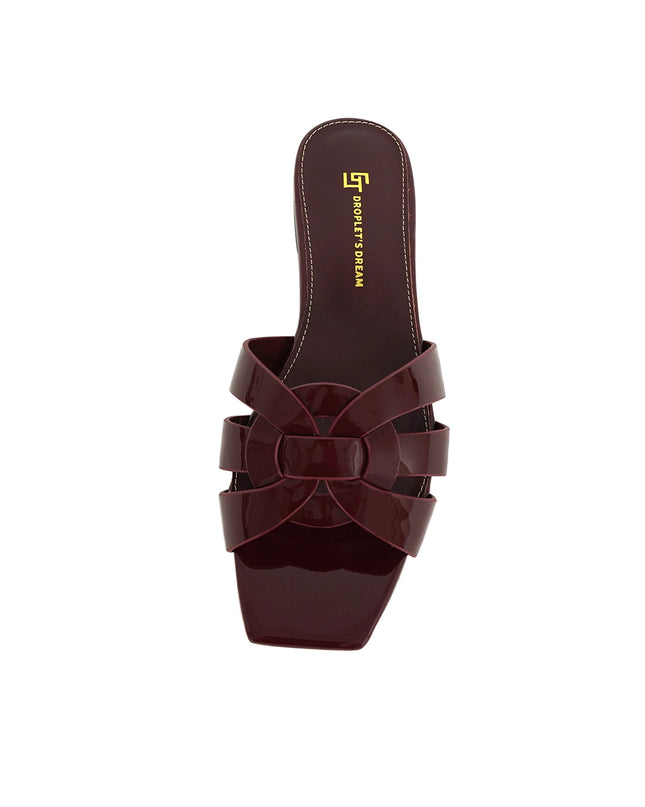 Genuine Leather Square Toe Summer Slides
