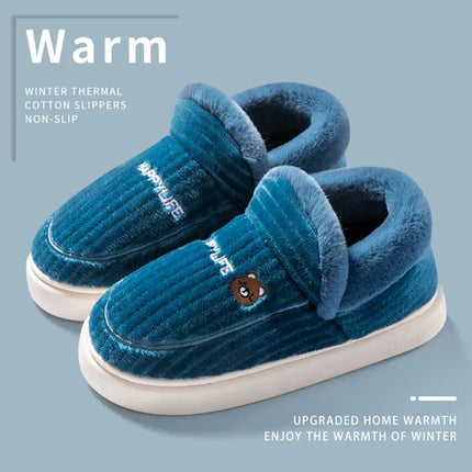 Plush Cotton Slippers for Women – Insulated, Anti-Slip Indoor Home Shoes