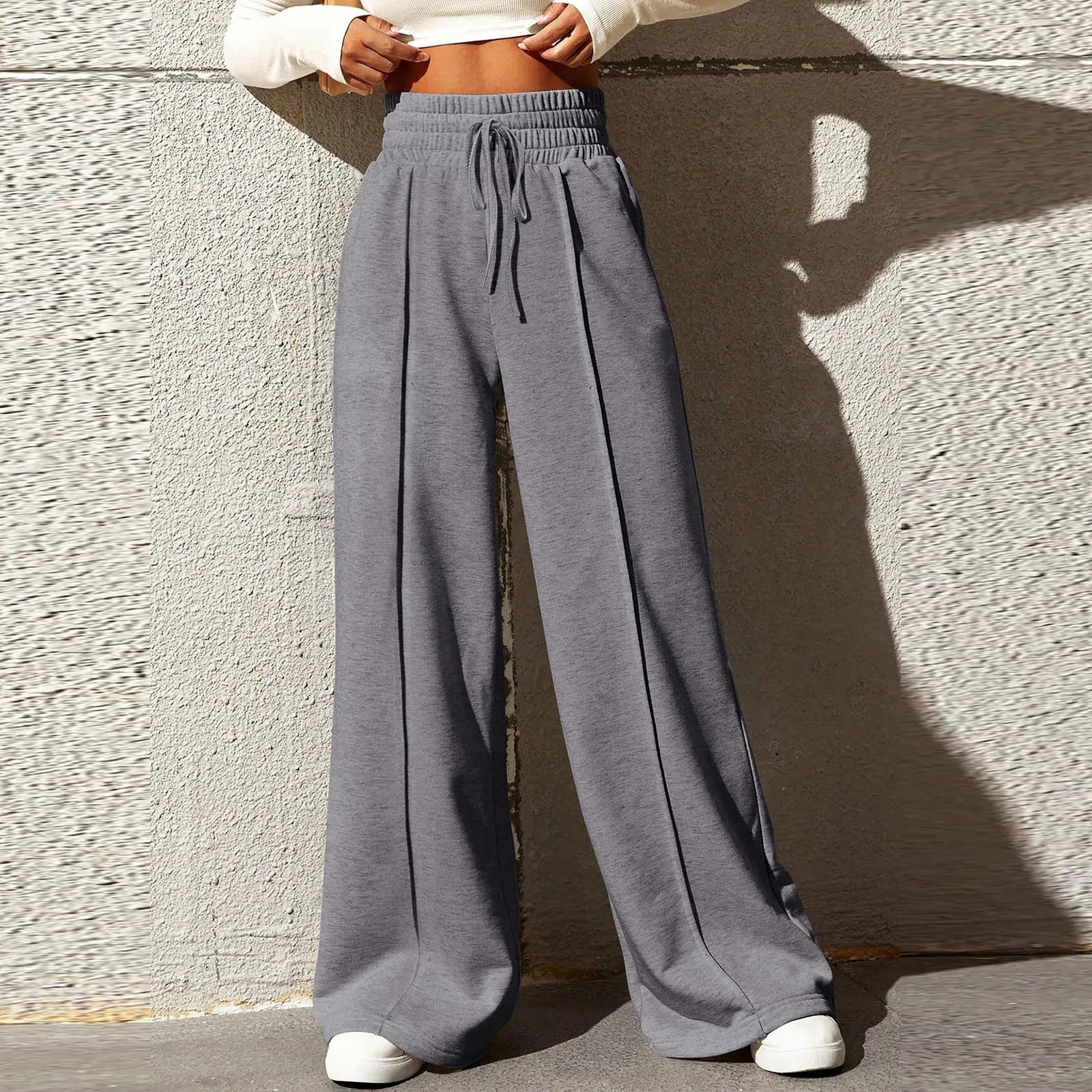 High‑Waisted Drawstring Wide‑Leg Sweatpants – Casual, Comfy & Chic
