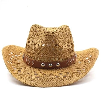 Bohemian Straw Cowboy Sun Hat – Wooden Beads