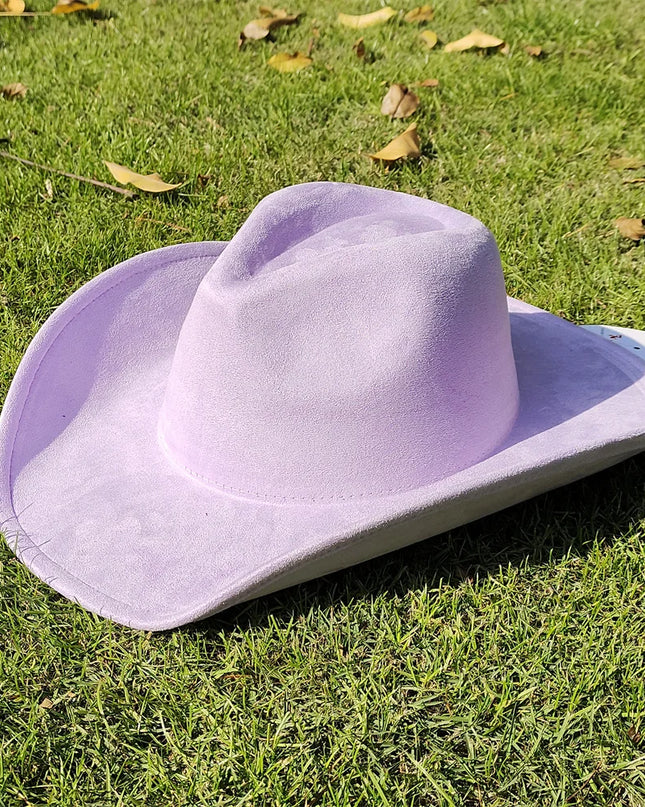 Suede Wide-Brim Western Cowboy Fedora Adjustable Fit