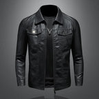 Men’s Lapel PU Leather Motorcycle Jacket-HighTouch