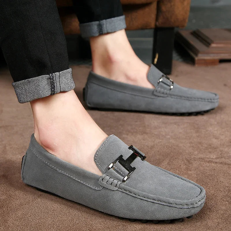 Classic Suede Leather Loafers – Men’s Breathable Soft Slip-On Shoes