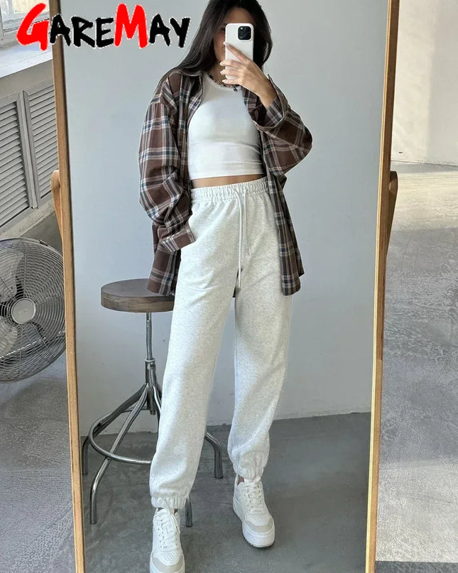High-Waist Oversized Cotton Sweatpants Women