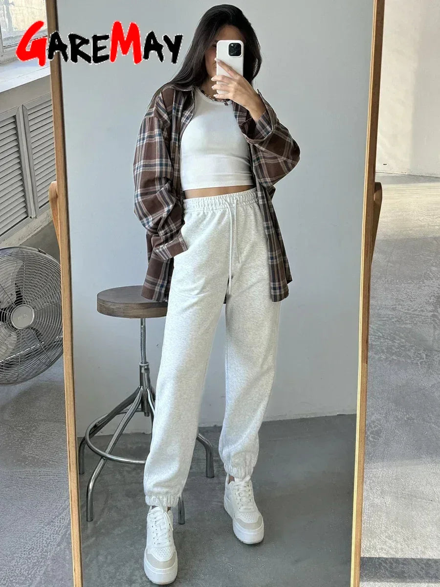 High-Waist Oversized Cotton Sweatpants Women