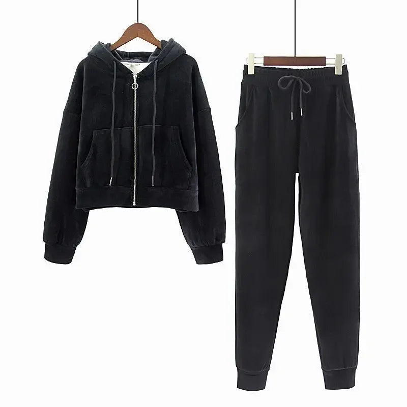 Women’s Fleece-Lined Zip-Up Lounge Set-HighTouch