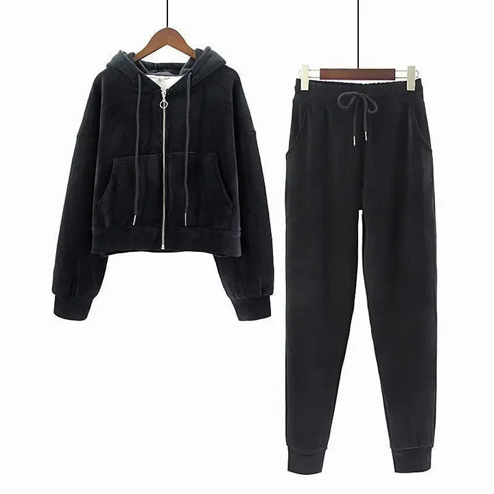 Women’s Fleece-Lined Zip-Up Lounge Set-HighTouch