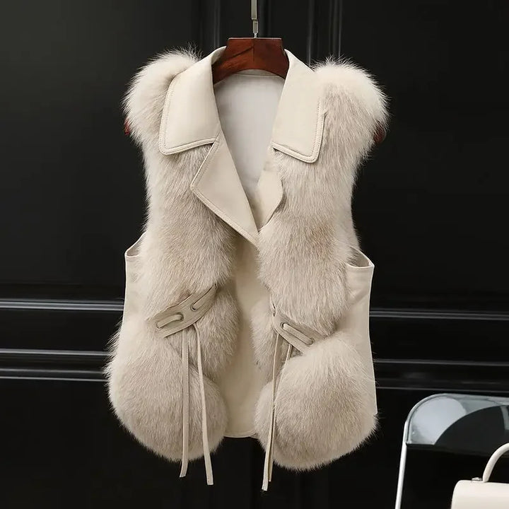 Women’s Faux Fur Vest with Oversized Lapel