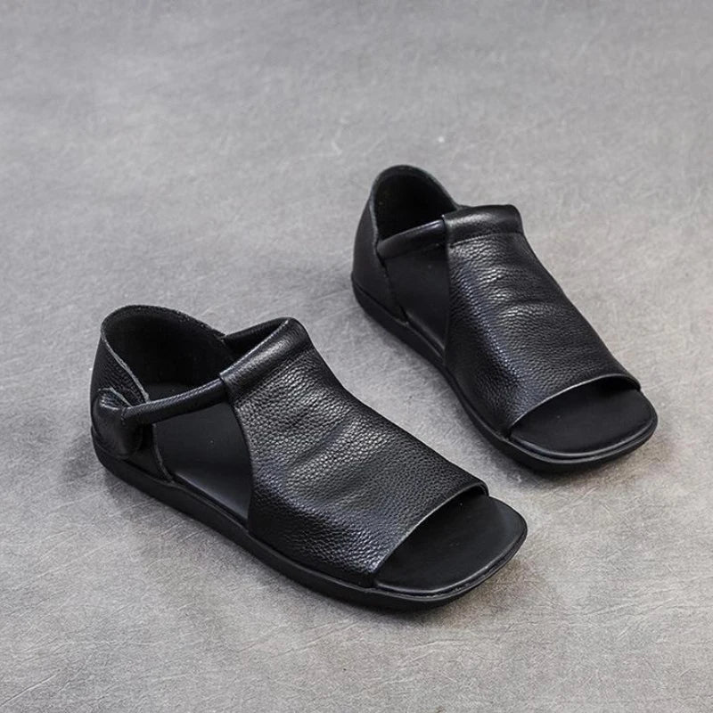 Women’s Retro Fish-Mouth Flat Sandals Casual Summer Slip-On Shoes-HighTouch