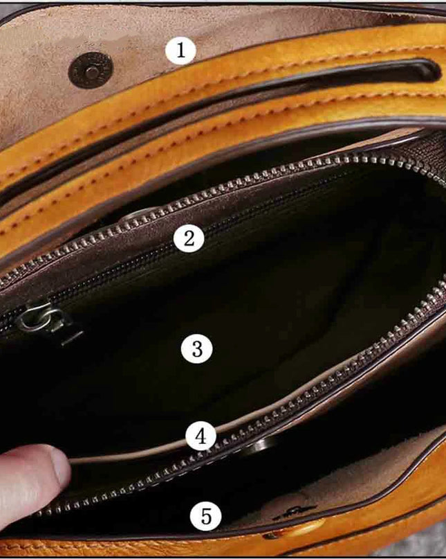 Top-Grain Leather Bucket Bag for Women ‒ Handmade Designer Office & Travel Purse