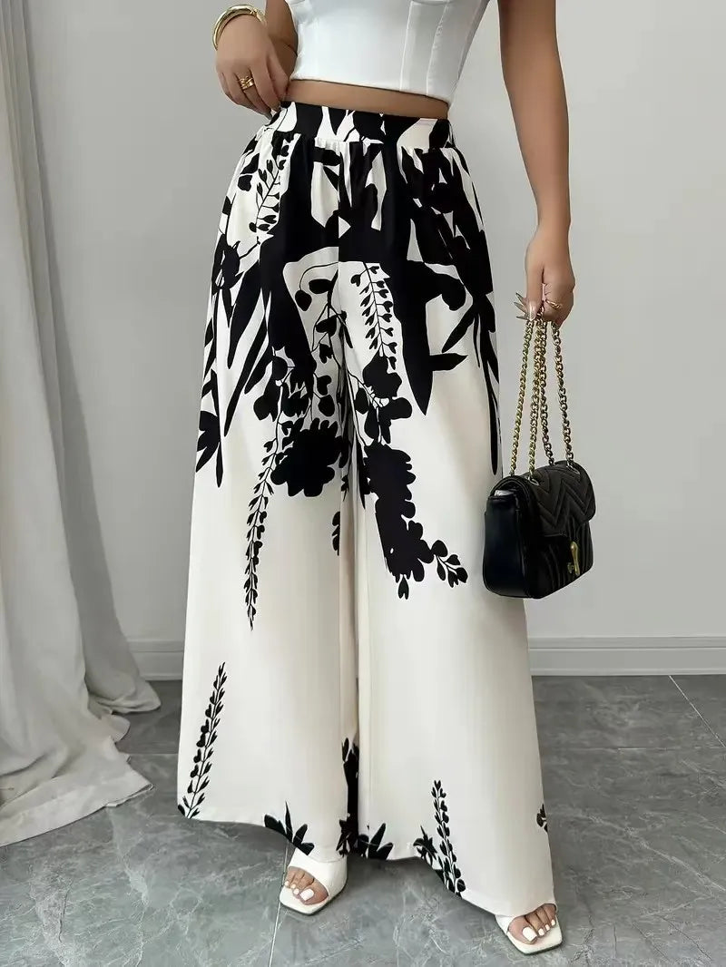 Women's Tropical Print Wide-Leg Pant