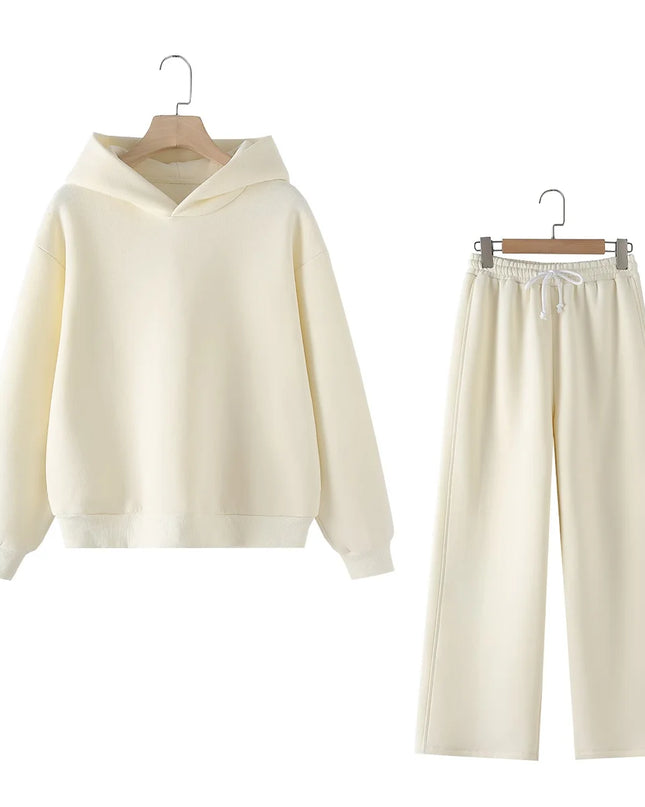 Women’s Casual Hooded Pullover & Straight Pants Set — Cozy, Chic & Versatile