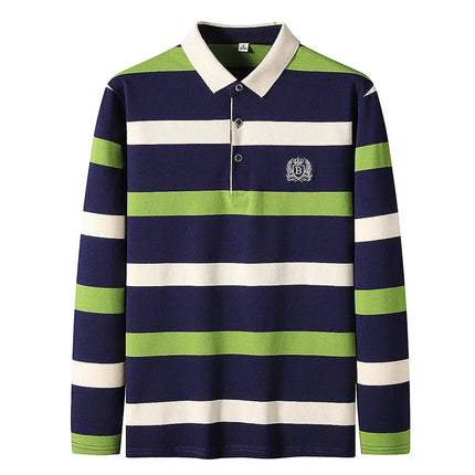 Spring Men Polo Shirt Cotton Long Sleeve Stripe Polo Shirt Men Autumn Embroidery Casual Fashion Polo Shirt Business T-shirts Men