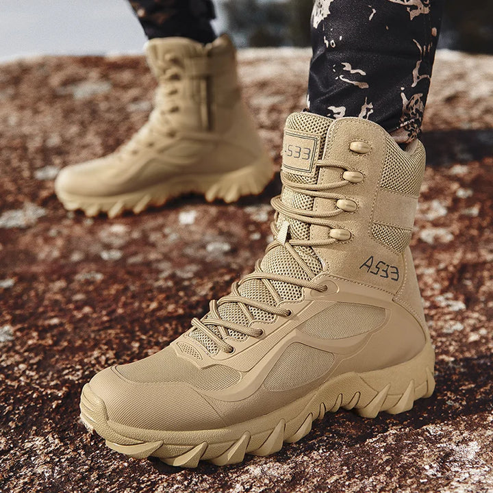 Men’s High-Quality Leather Tactical Safety Boots-HighTouch