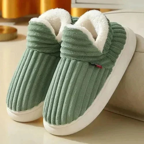 Plush Lined Indoor Slippers for Women – Non-Slip Sole, Winter Comfort