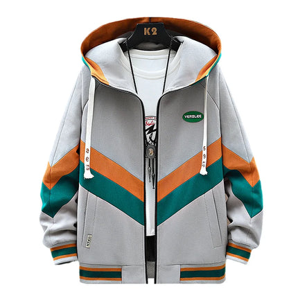 Men’s Korean Patchwork Hooded Tracksuit Set