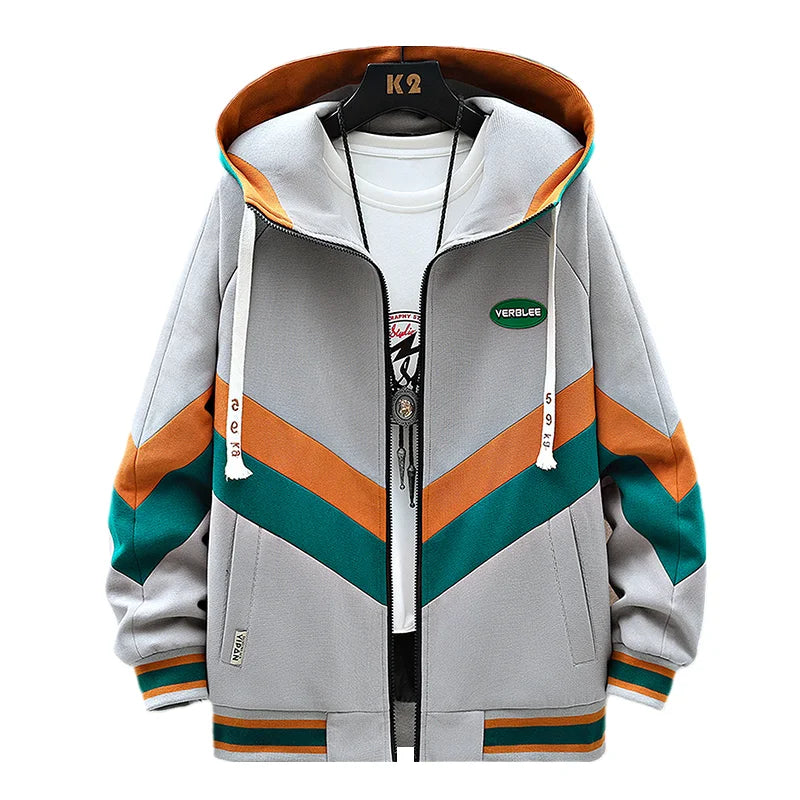 Men’s Korean Patchwork Hooded Tracksuit Set