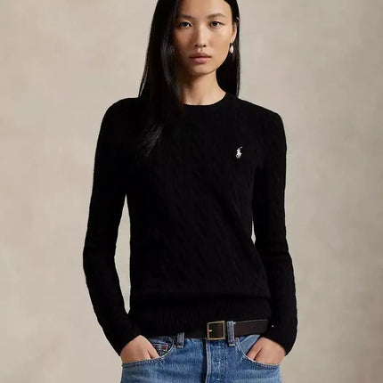 Women’s Cable Knit Wool-Cashmere Crewneck Sweater