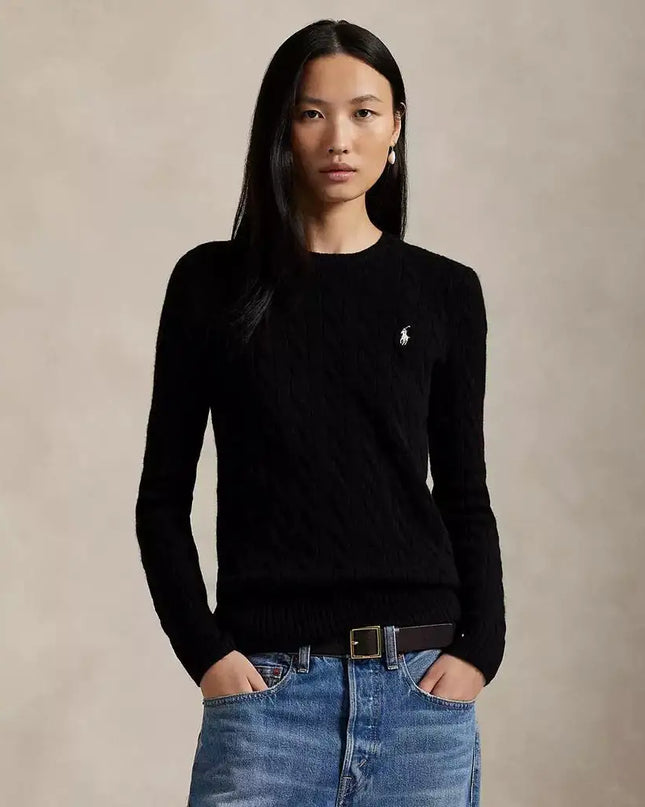 Women’s Cable Knit Wool-Cashmere Crewneck Sweater