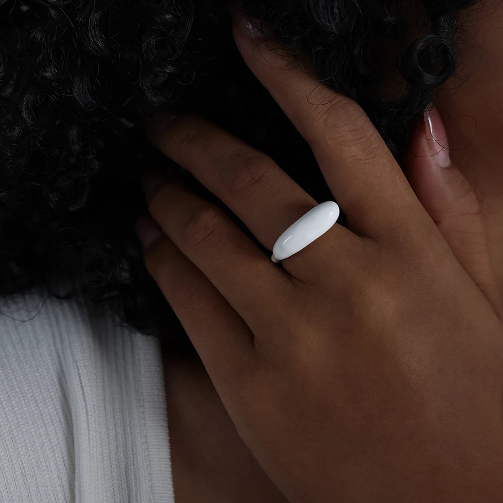 Waterproof Multicolour Enamel Stainless Steel Ring-HighTouch