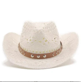 Bohemian Straw Cowboy Sun Hat – Wooden Beads