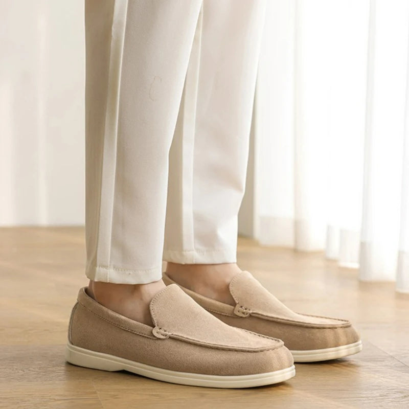 Men’s Suede & Leather Slip-On Loafers-HighTouch