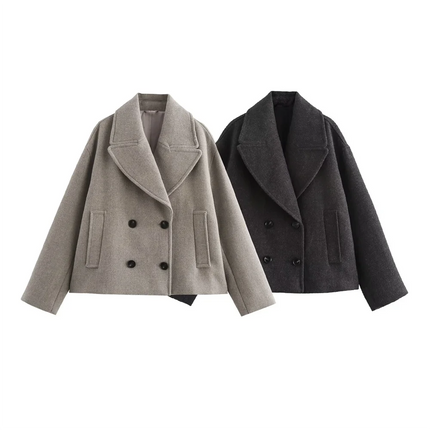 Wool-Collar Double-Breasted Women's Coat – Tailored Autumn Statement