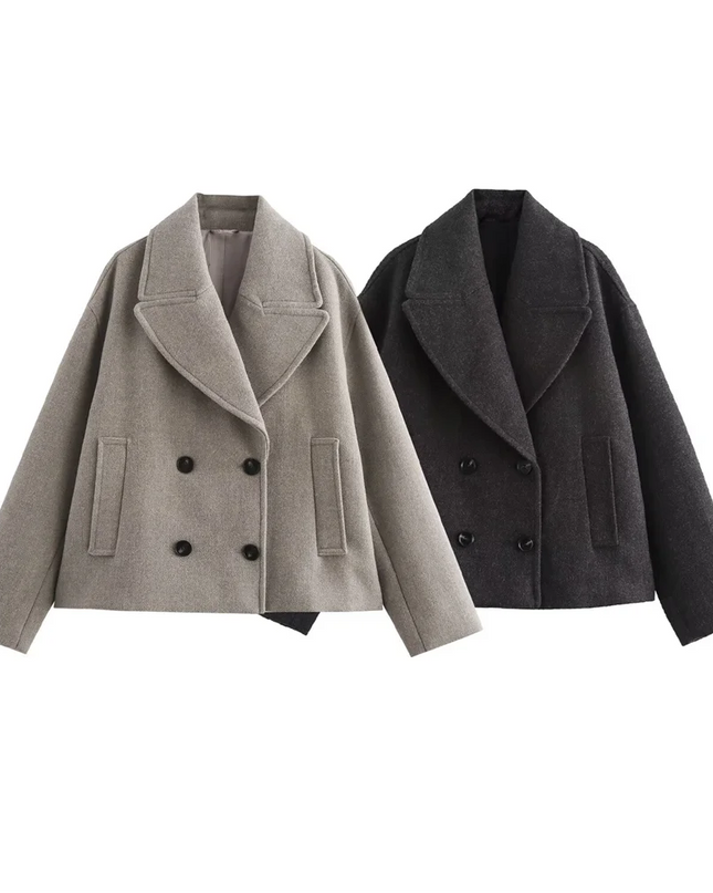 Wool-Collar Double-Breasted Women's Coat – Tailored Autumn Statement