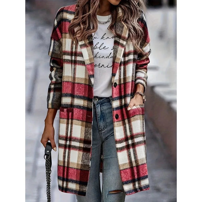 Plaid Wool Coat for Women