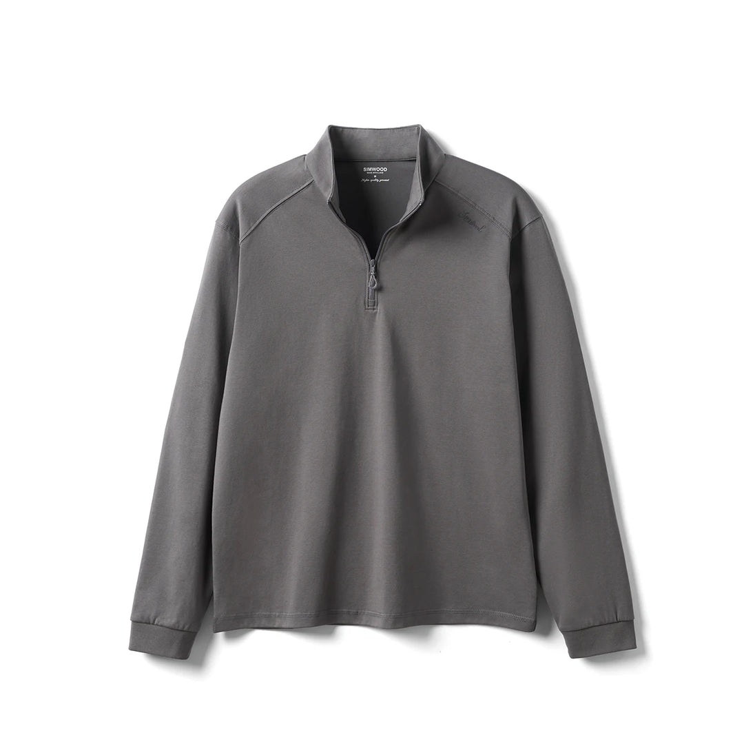Half-Zip Long Sleeve Tee – Regular Fit T-Shirts, 230gsm-HighTouch