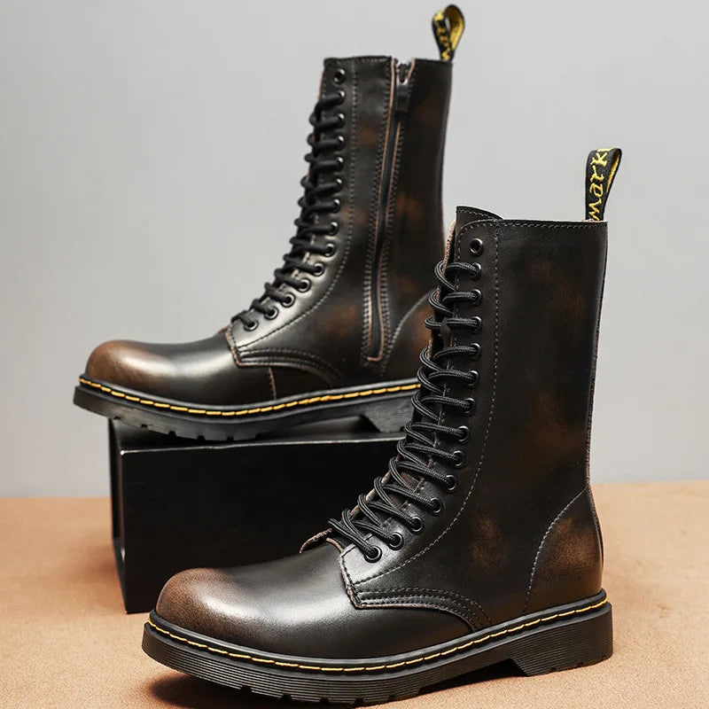 Plush-Lined Tall Leather Winter Boots UK