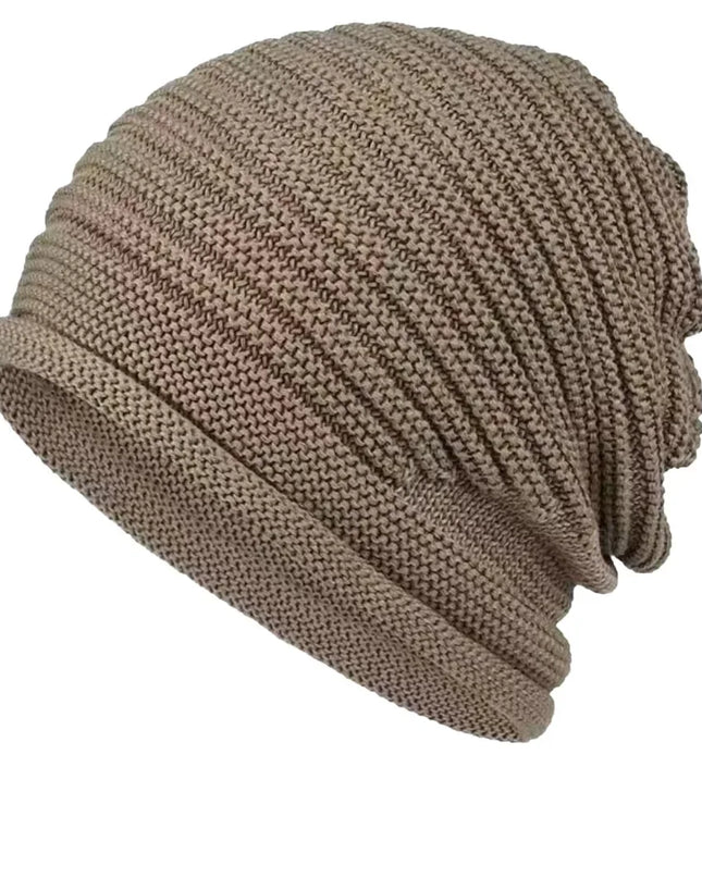 Women & Men Autumn Winter Knitted Wool Roll‑Brim Beanie