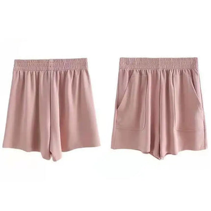 Summer High-Waist Solid Color Shorts