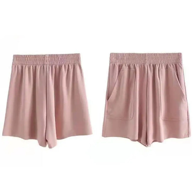 Summer High-Waist Solid Color Shorts