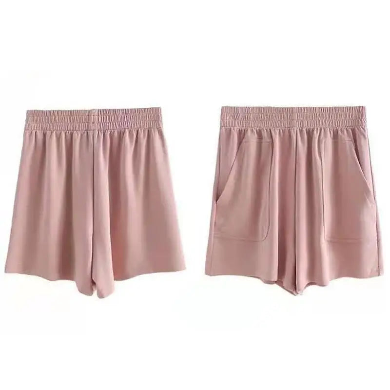 Summer High-Waist Solid Color Shorts-HighTouch